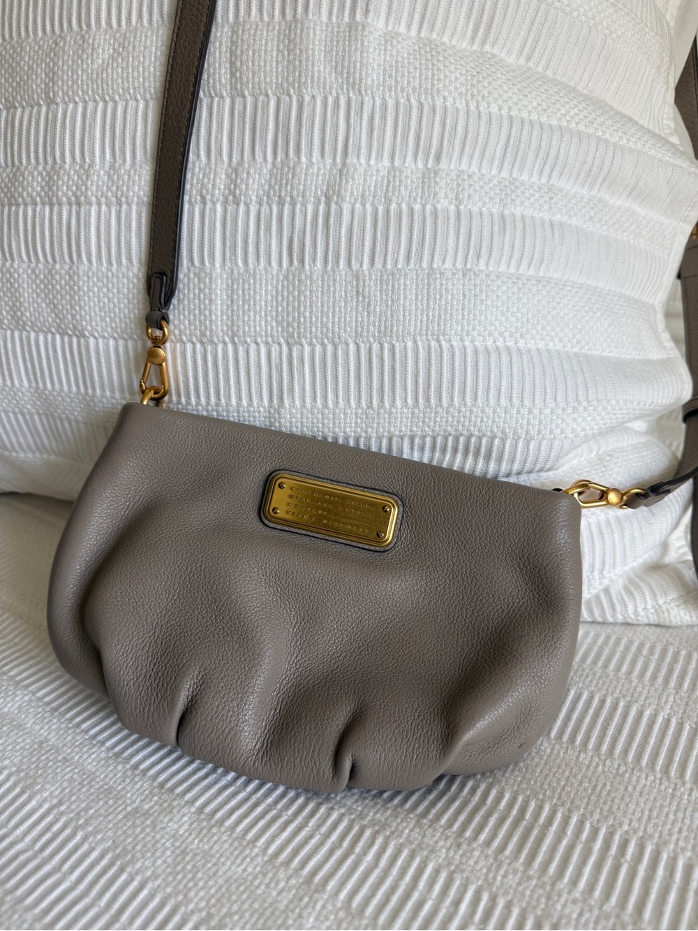 Marc by Marc Jacobs Taupe Pebbled Leather Crossbody with Gold Plate